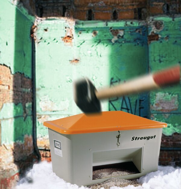 CEMO Streugutbehälter 700 l mit Entnahme 210.1020.030 - grau/orange