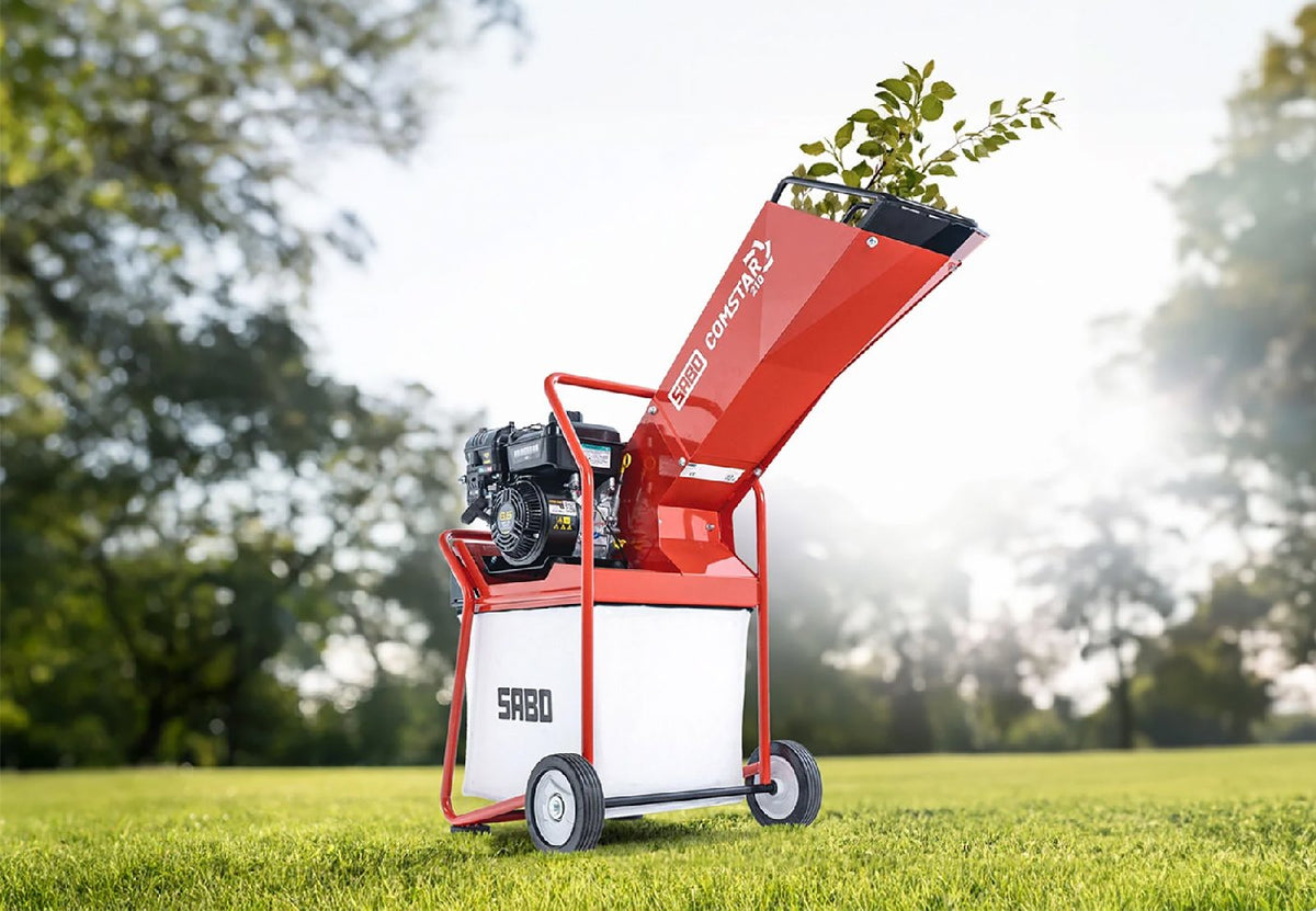 Sabo Benzin-Häcksler Comstar 210 - Versandrückläufer Gartenhäcksler mit Fangkorb